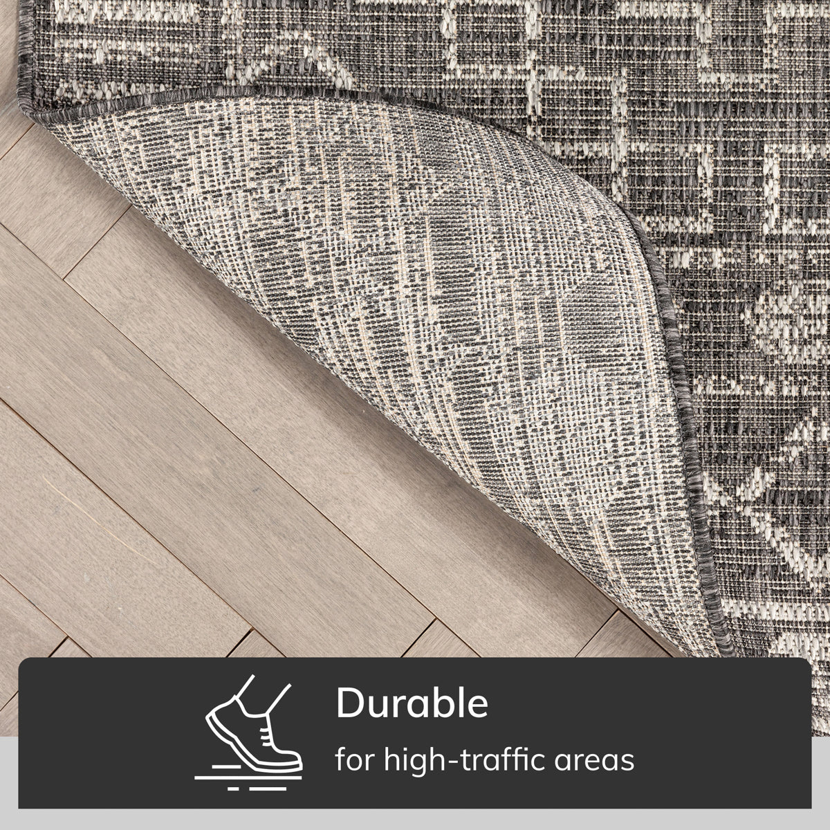 Quay Tribal Diamond Black Indoor/Outdoor Rug MED-203