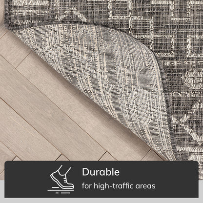 Quay Tribal Diamond Black Indoor/Outdoor Rug MED-203