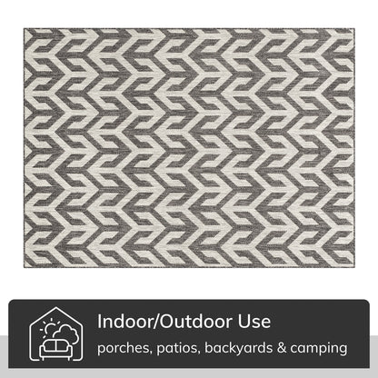 Atlantis Modern Geometric Black Indoor/Outdoor Rug MED-213