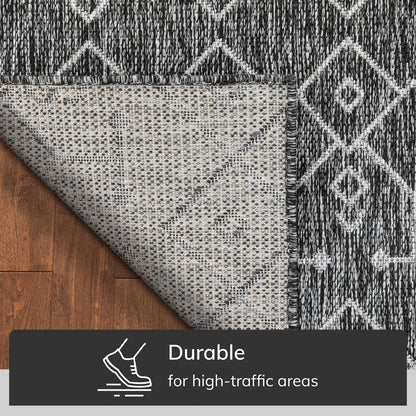 Nord Moroccan Tribal Indoor Outdoor Grey Flatweave Rug MED-57