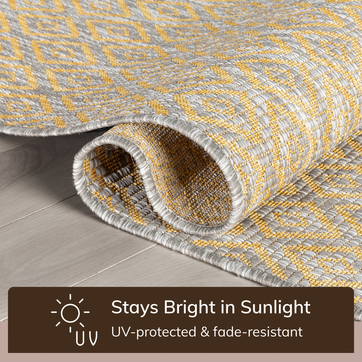 Sienna Modern Solid Pattern Yellow Flat-Weave Indoor/Outdoor Rug MIL-101