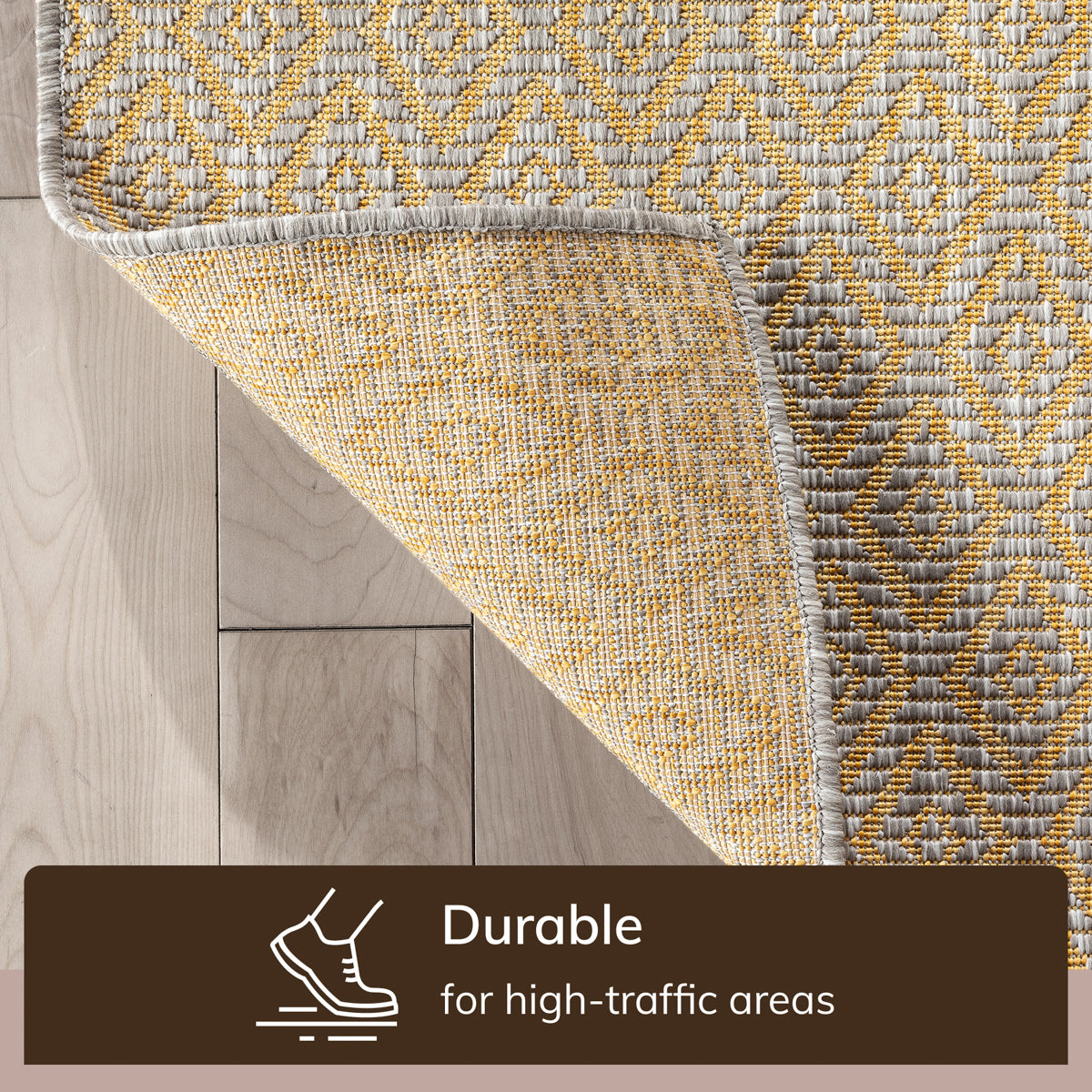 Sienna Modern Solid Pattern Yellow Flat-Weave Indoor/Outdoor Rug MIL-101