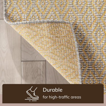 Sienna Modern Solid Pattern Yellow Flat-Weave Indoor/Outdoor Rug MIL-101