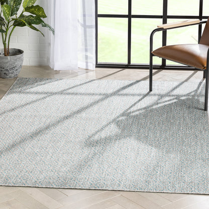 Sienna Modern Solid Pattern Blue Flat-Weave Indoor/Outdoor Rug MIL-104