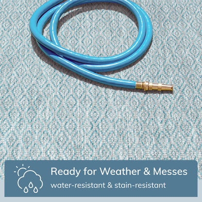 Sienna Modern Solid Pattern Blue Flat-Weave Indoor/Outdoor Rug MIL-104