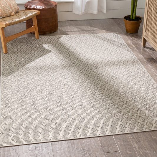 Sienna Moroccan Trellis Pattern Grey Indoor Outdoor Jute Rug MIL-107