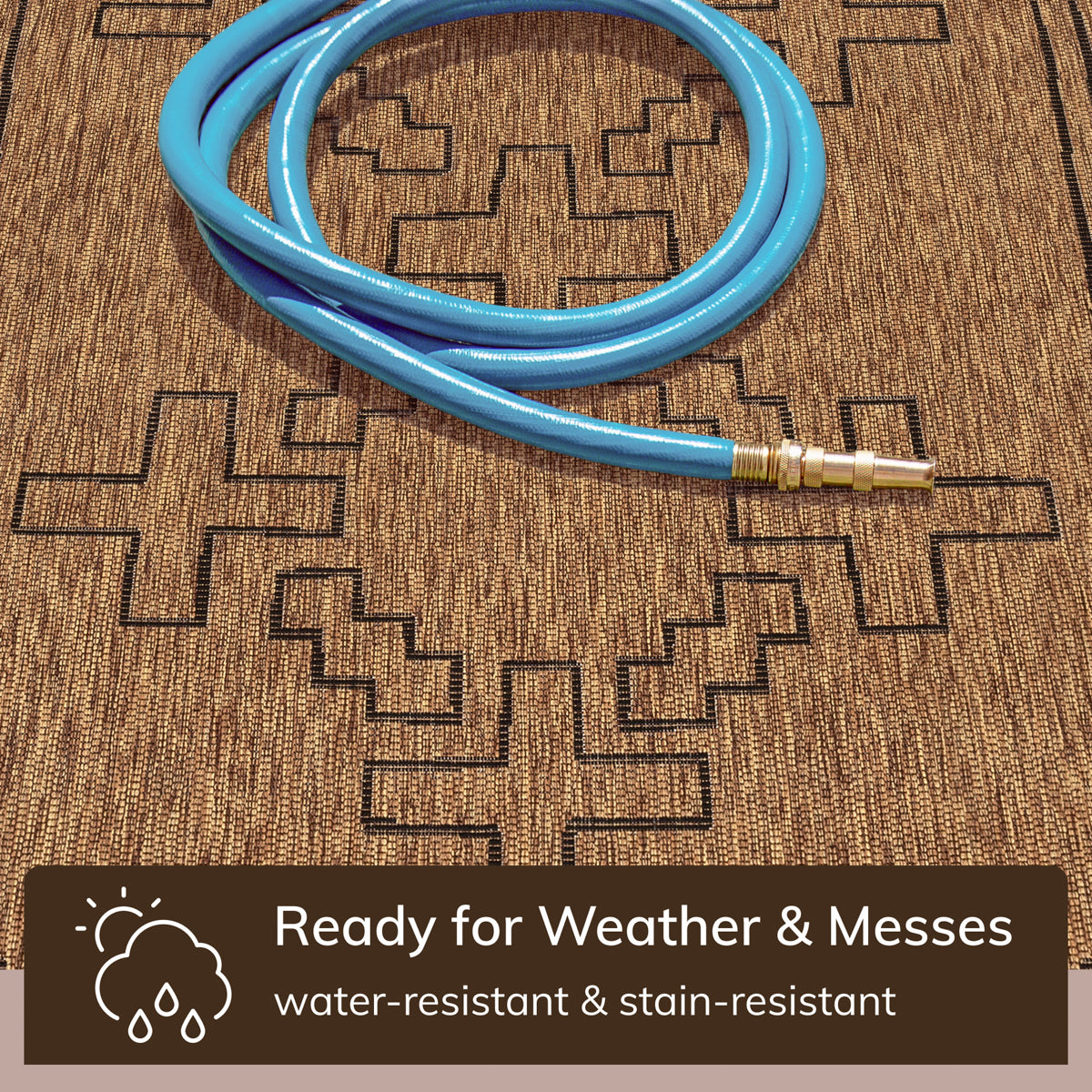 Calisa Tribal Medallion Pattern Natural Indoor Outdoor Jute Rug MIL-12