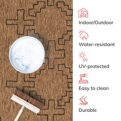 Calisa Tribal Medallion Pattern Natural Indoor Outdoor Jute Rug MIL-12