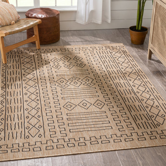 Anza Tribal Medallion Pattern Natural Indoor Outdoor Jute Rug MIL-22