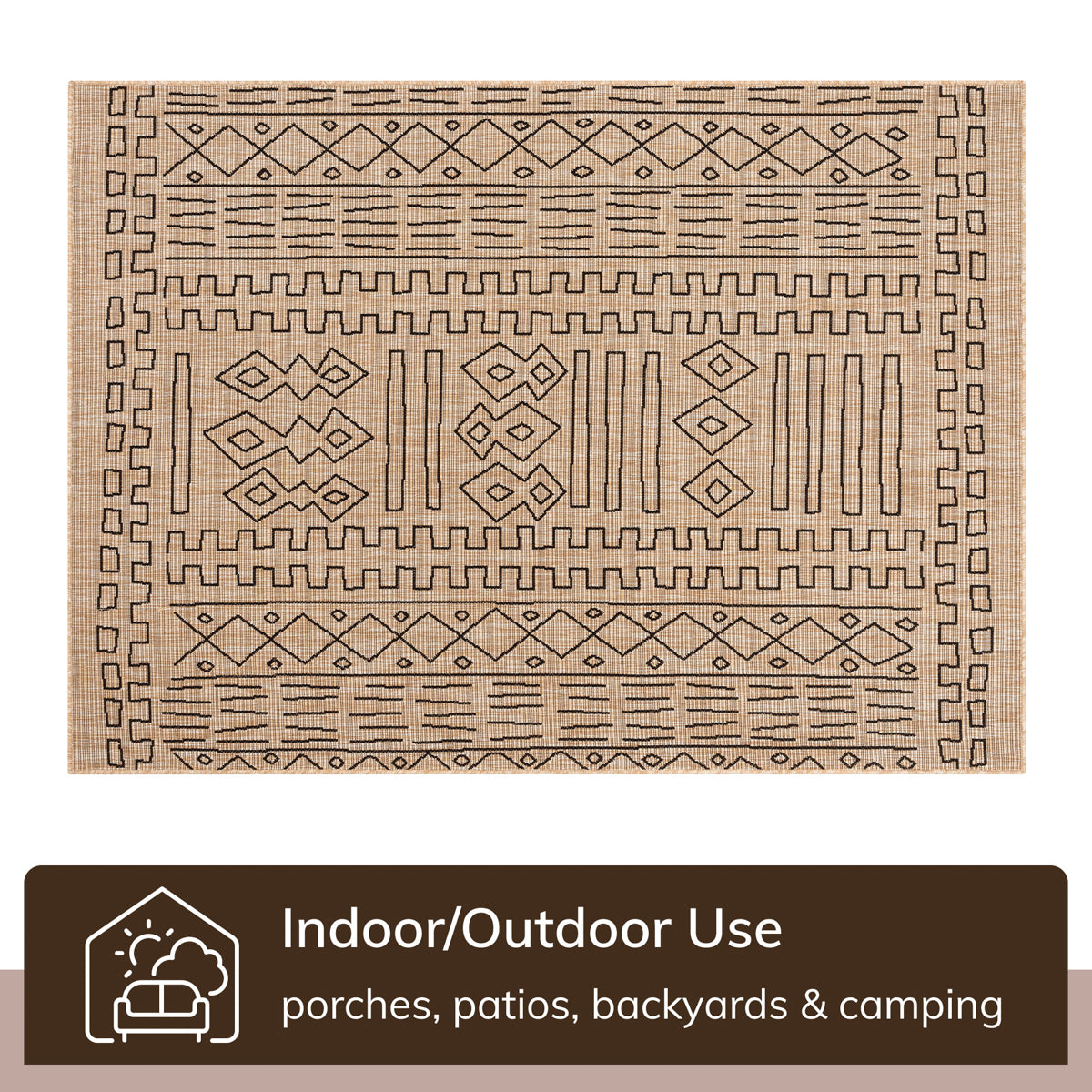 Anza Tribal Medallion Pattern Natural Indoor Outdoor Jute Rug MIL-22