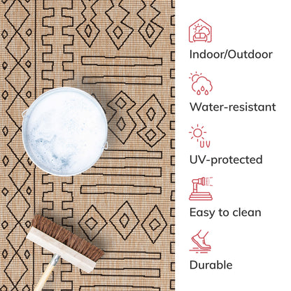 Anza Tribal Medallion Pattern Natural Indoor Outdoor Jute Rug MIL-22