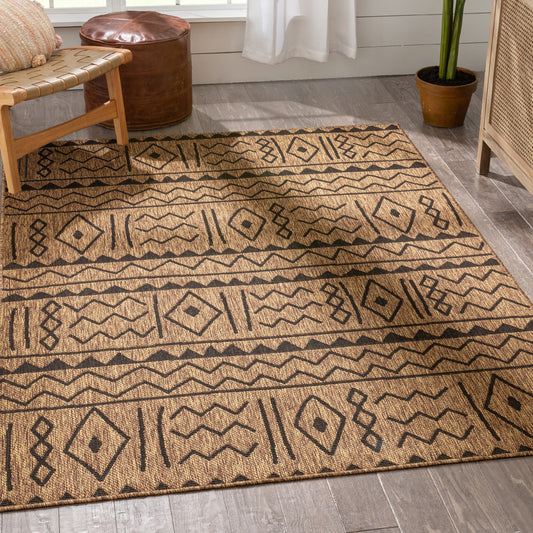 Faye Tribal Diamond Pattern Natural Indoor Outdoor Jute Rug MIL-32