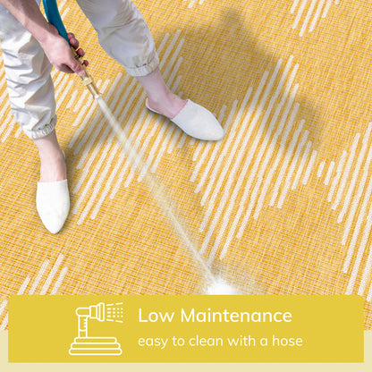 Kai Modern Chevron Pattern Yellow Flat-Weave Indoor/Outdoor Rug MIL-61