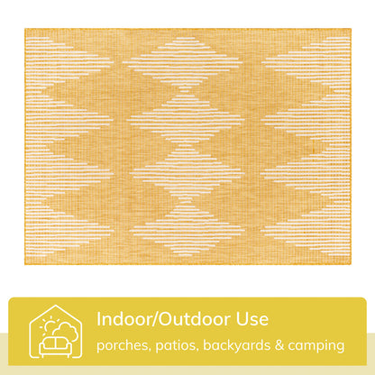 Kai Modern Chevron Pattern Yellow Flat-Weave Indoor/Outdoor Rug MIL-61
