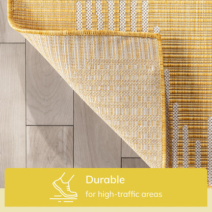 Kai Modern Chevron Pattern Yellow Flat-Weave Indoor/Outdoor Rug MIL-61