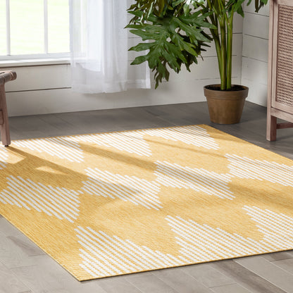 Kai Modern Chevron Pattern Yellow Flat-Weave Indoor/Outdoor Rug MIL-61