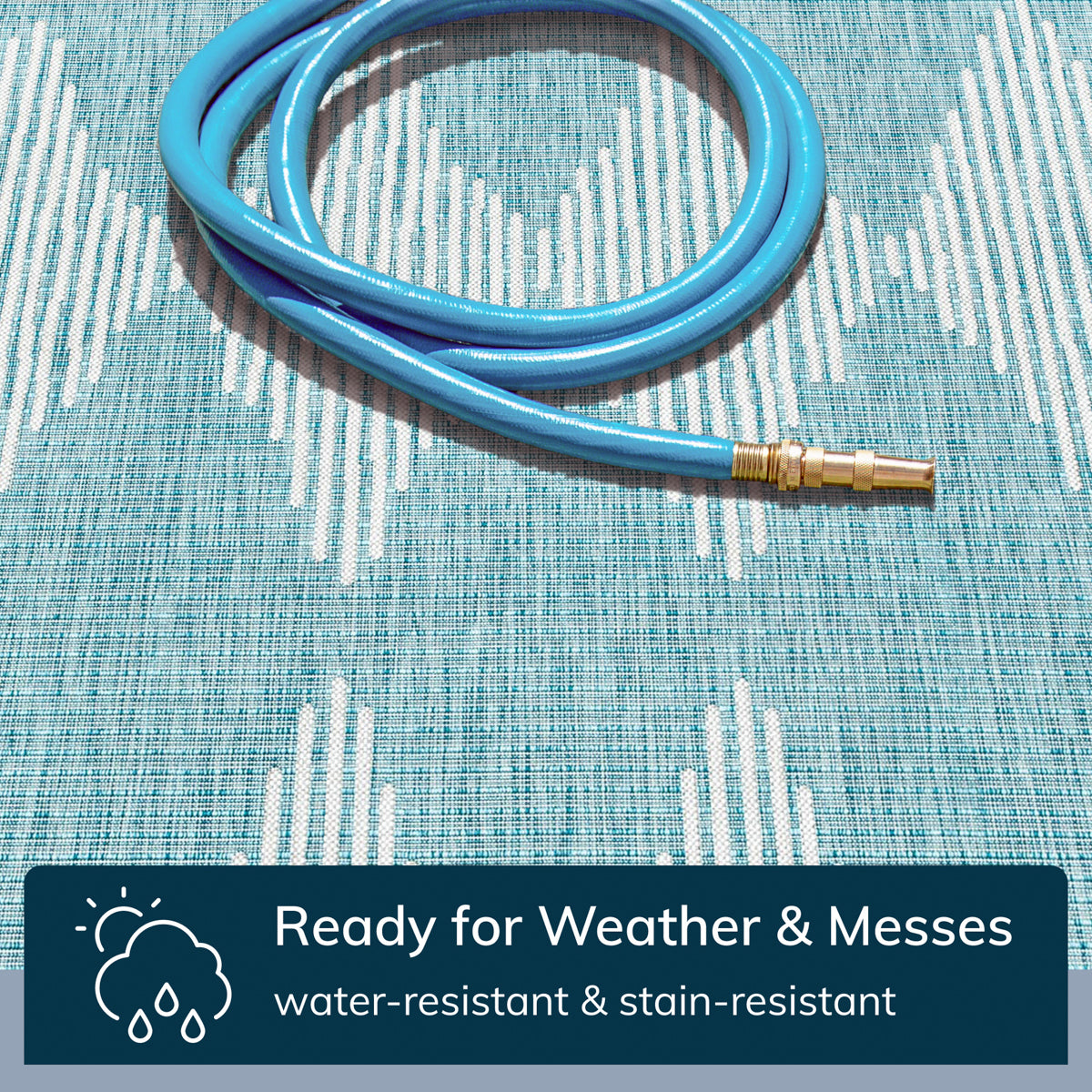 Kai Modern Chevron Pattern Blue Flat-Weave Indoor/Outdoor Rug MIL-64