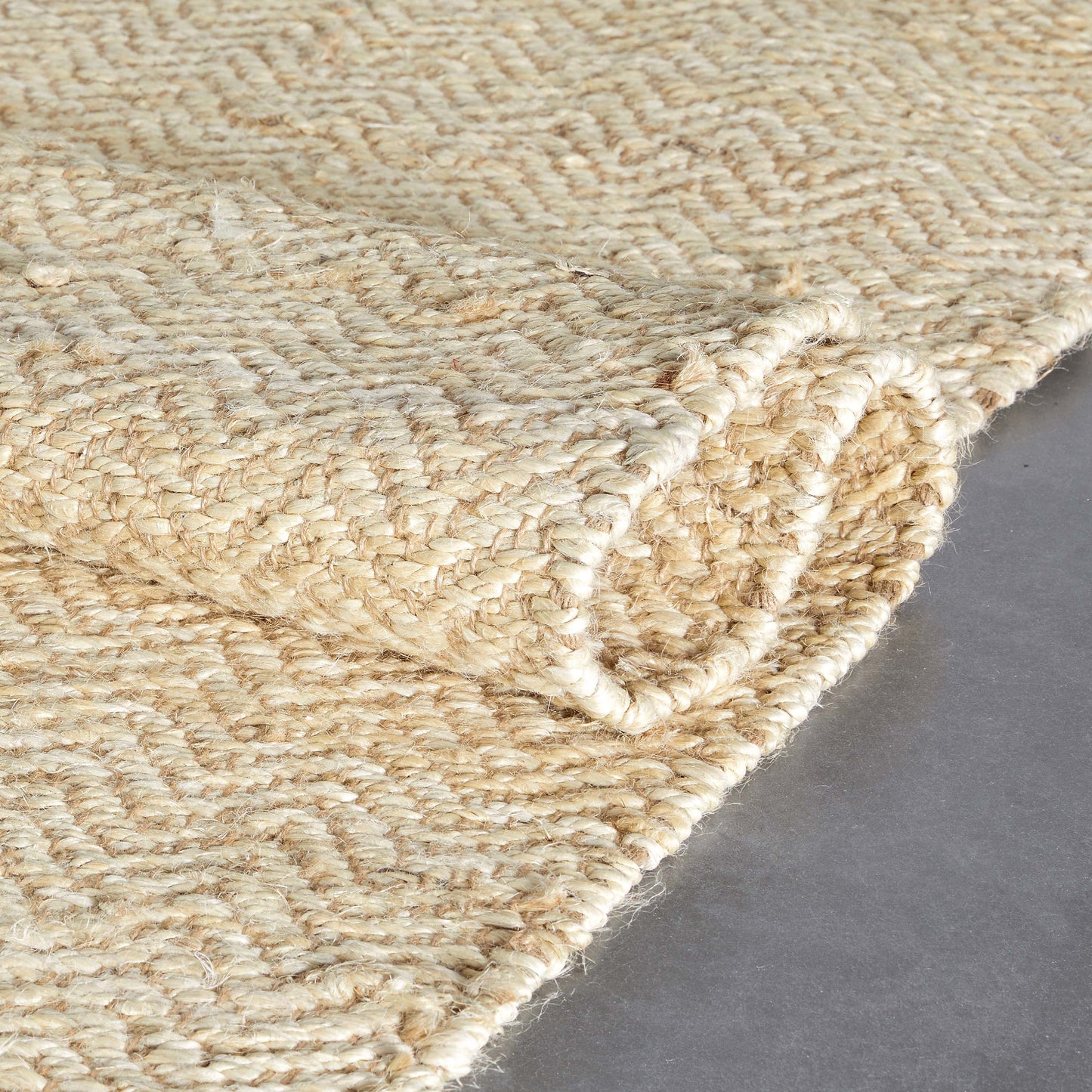 Jasmin Jute Chevron Natural Hand-Woven Chunky-Textured Rug MON-12