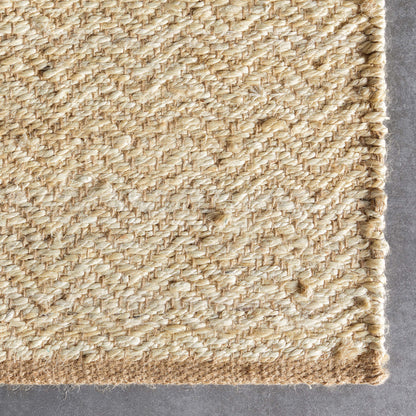 Jasmin Jute Chevron Natural Hand-Woven Chunky-Textured Rug MON-12