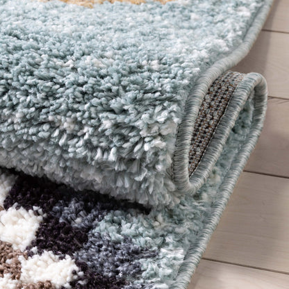 Sedna Vintage Moroccan Diamond Light Blue Shag Rug NAL-26