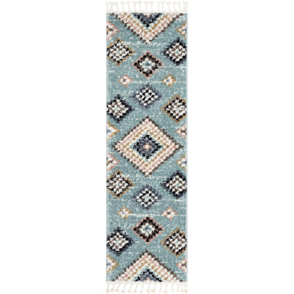 Sedna Vintage Moroccan Diamond Light Blue Shag Rug NAL-26