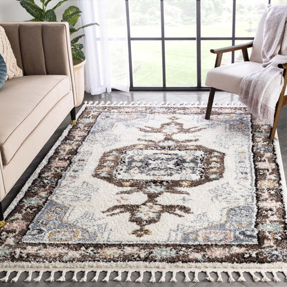 Rialta Vintage Medallion Oriental Brown Shag Rug NAL-58