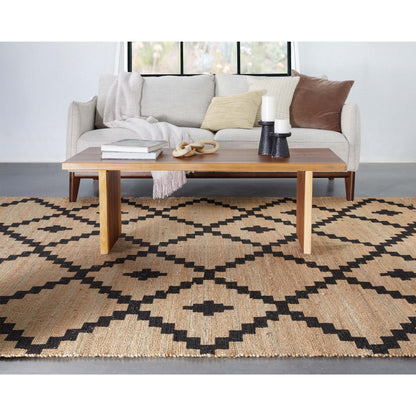 Rabia Jute Tribal Natural Black Hand-Woven Chunky-Textured Rug SAB-12