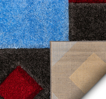 Teahupo Black Modern Geometric 3D Textured Shag Rug By Chill Rugs SF-53