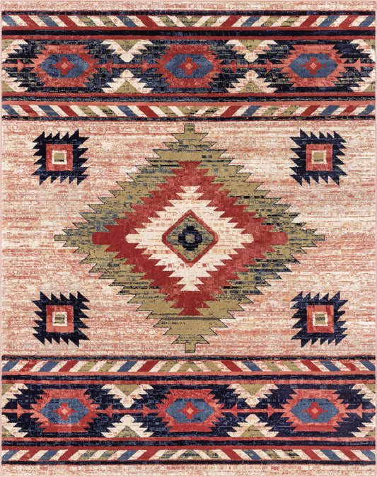 Lea Cream Traditional Southwestern Tribal Rug TU-102