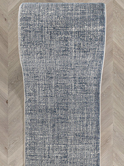 Velluto Como Ivory Dark Blue Roll Runner VEL-04