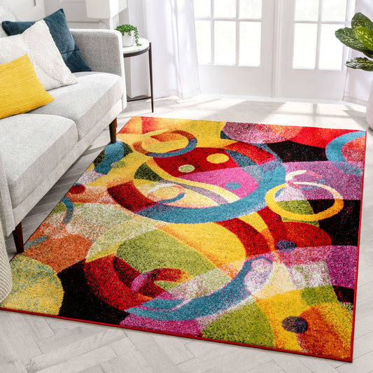 Brilliant Multi Modern Bright Rug VI81