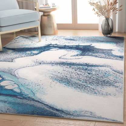 Abstract Tokyo Blue Rug W-AB-04A