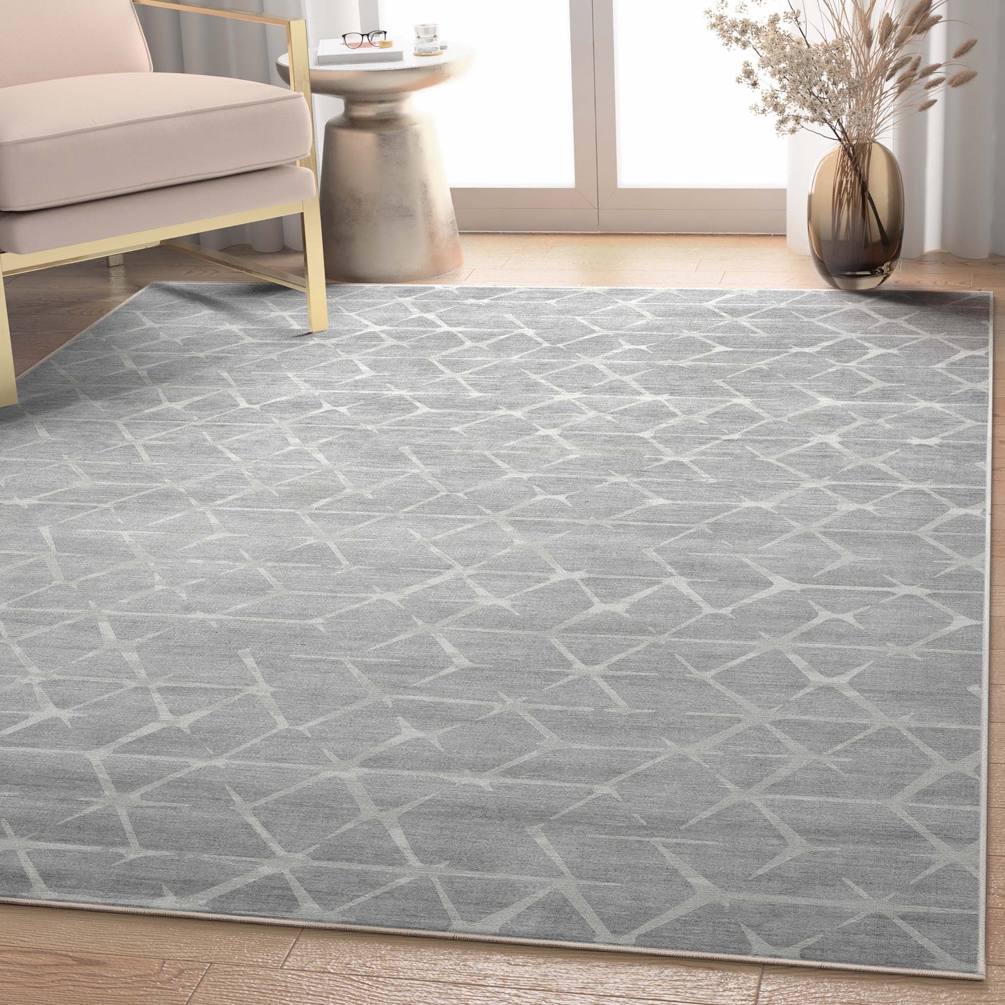 Abstract Kintsugi Gray Rug W-AB-09A