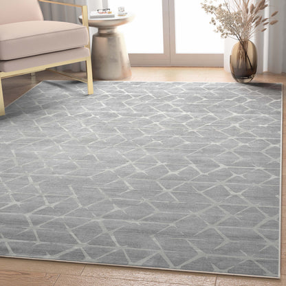 Abstract Kintsugi Gray Rug W-AB-09A