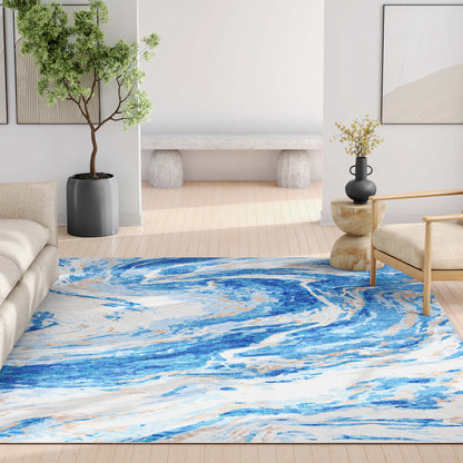 Abstract Dunes Blue Rug W-AB-15A