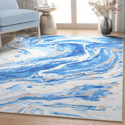 Abstract Dunes Blue Rug W-AB-15A