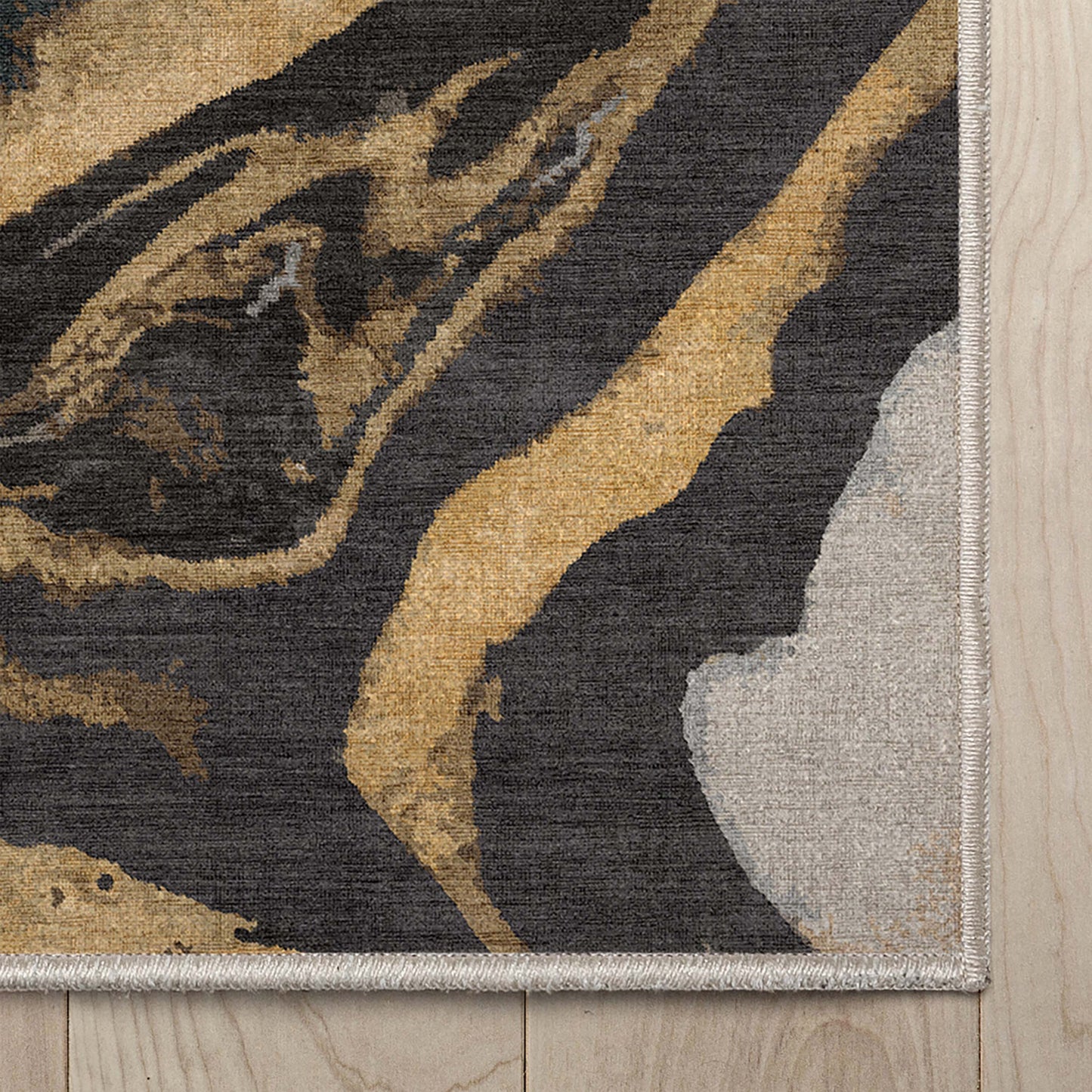 Abstract Dunes Black Gold Rug W-AB-19A