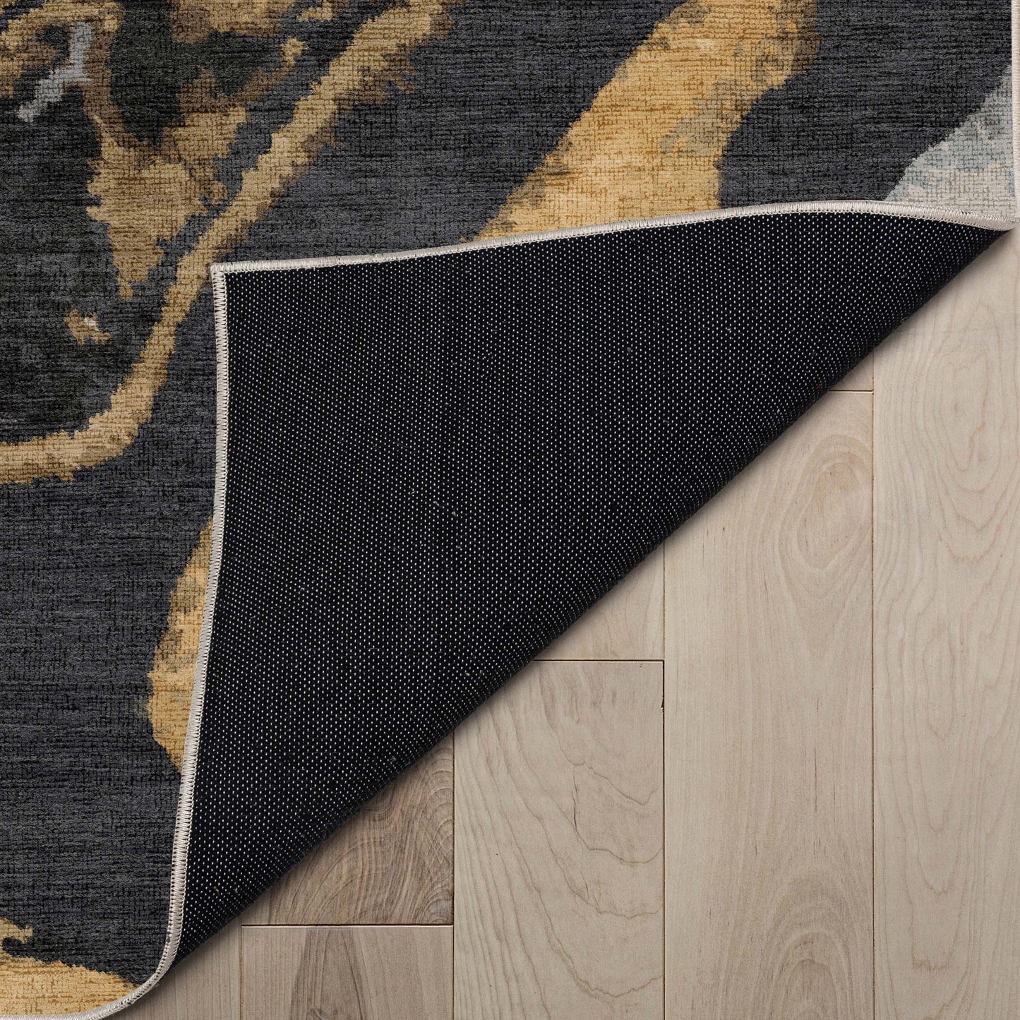 Abstract Dunes Black Gold Rug W-AB-19A