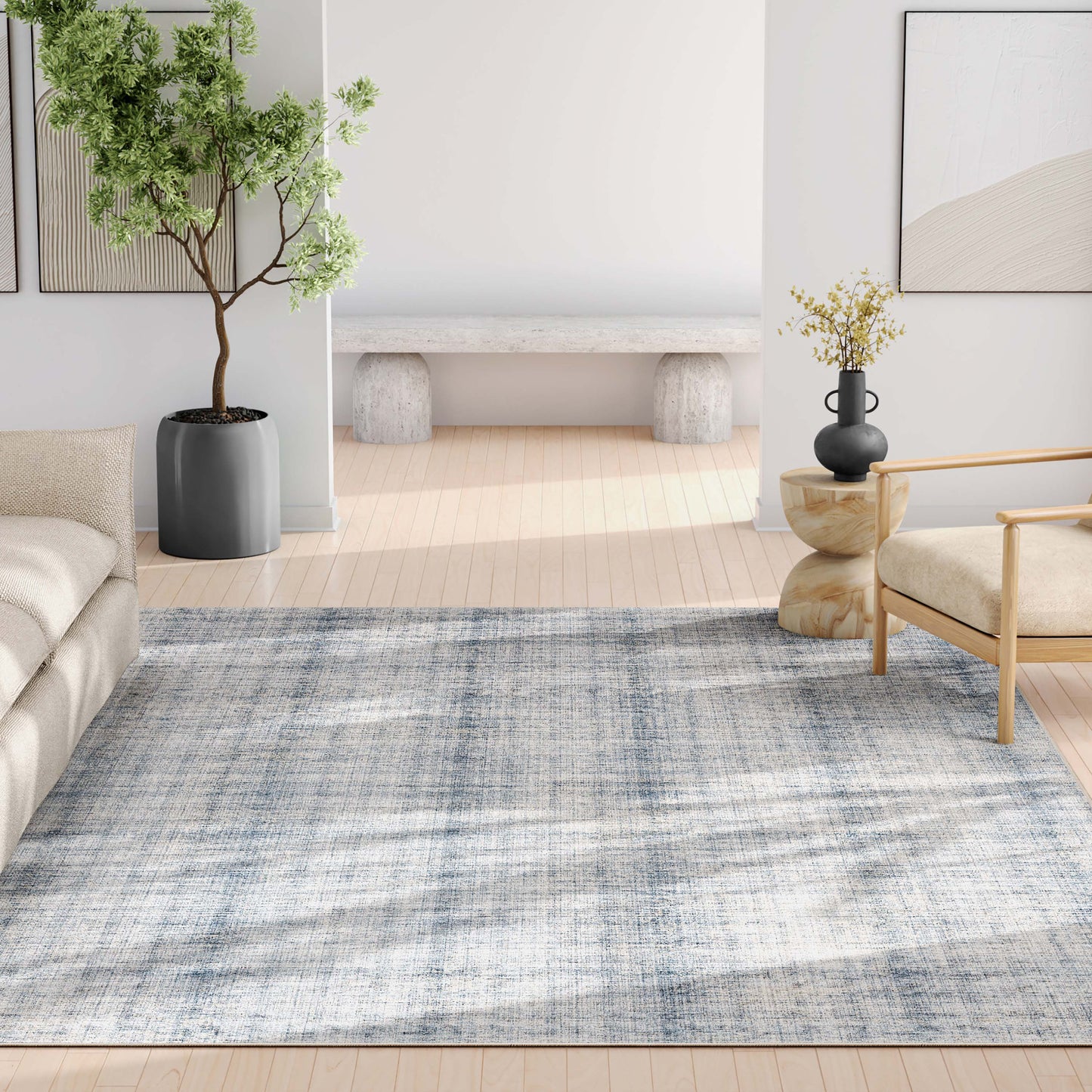 Abstract Rio Blue Cream Rug W-AB-22A