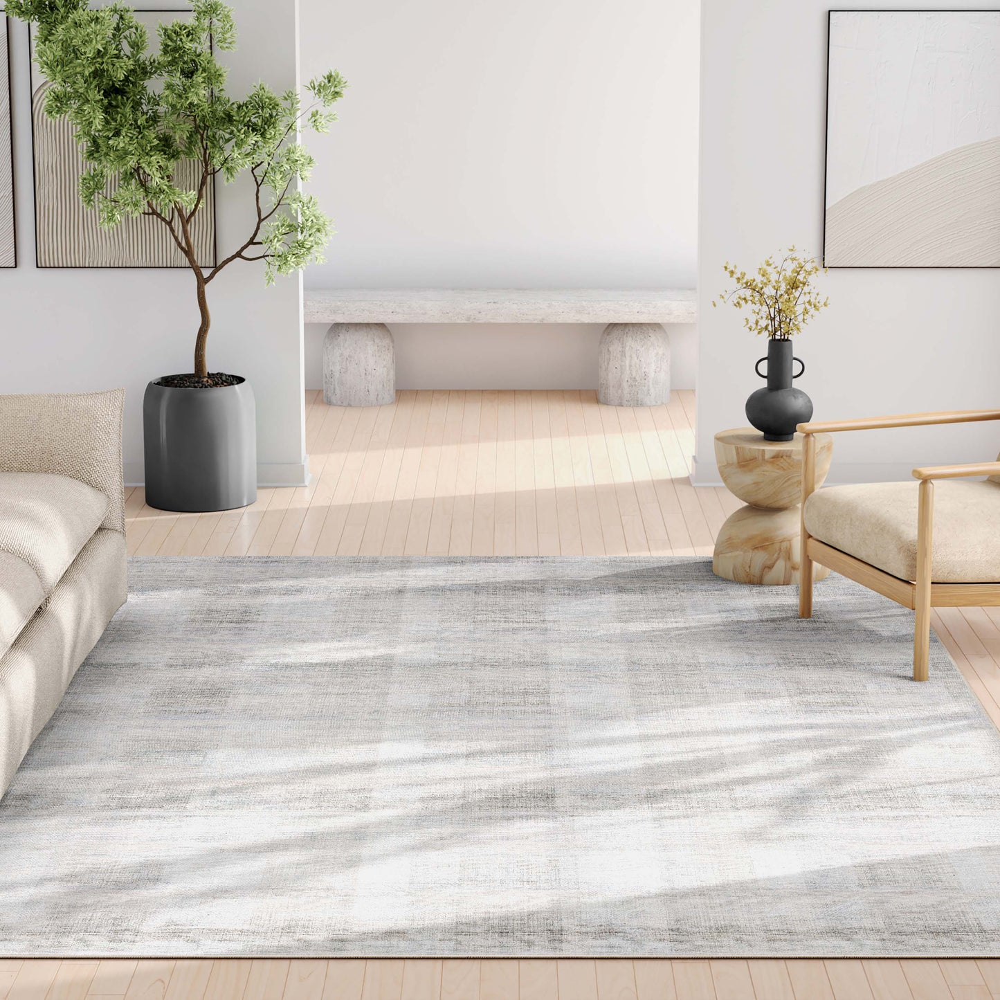 Abstract Parquet Beige Rug W-AB-25A