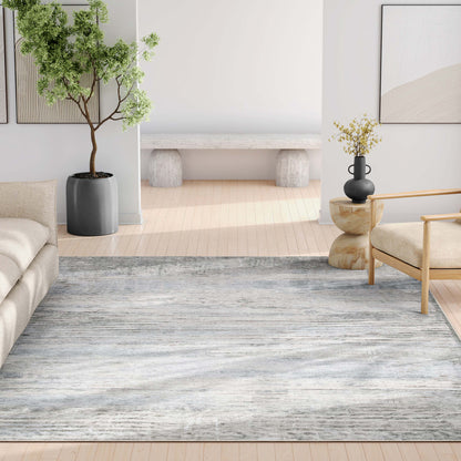 Abstract Bauhaus Beige Blue Rug W-AB-26A