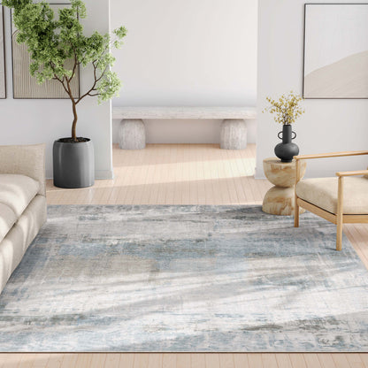 Abstract Mandala Gray Rug W-AB-30B