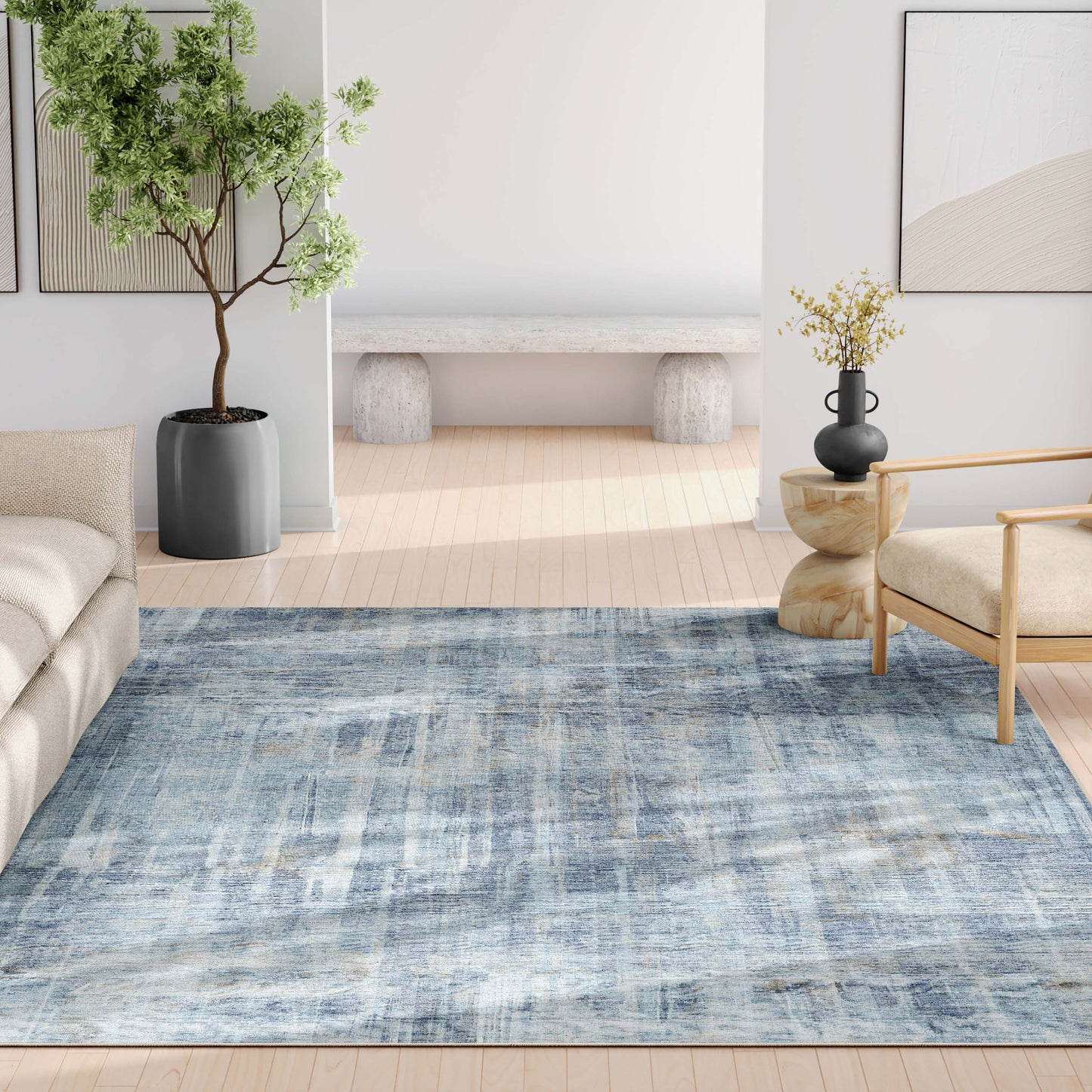 Abstract Toronto Blue Rug W-AB-32A