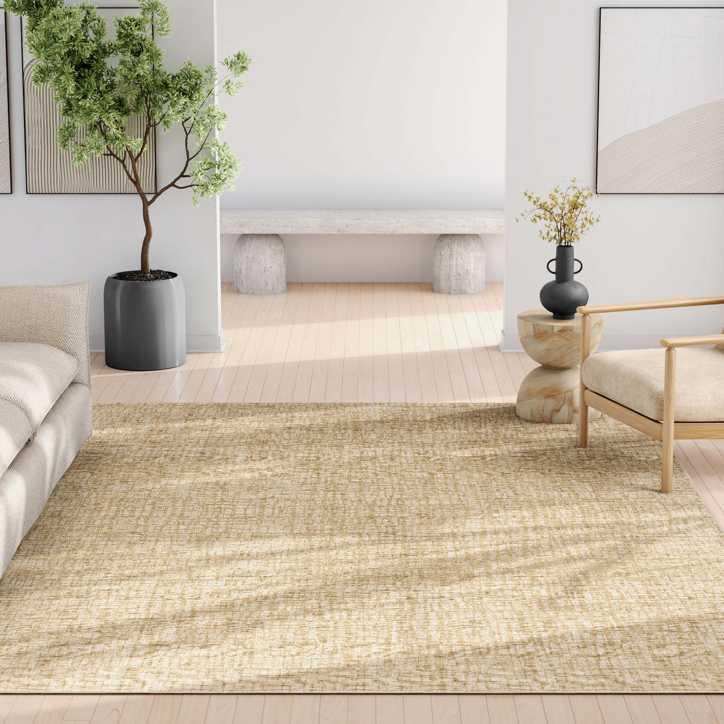 Abstract Nightscape Beige Rug W-AB-39D