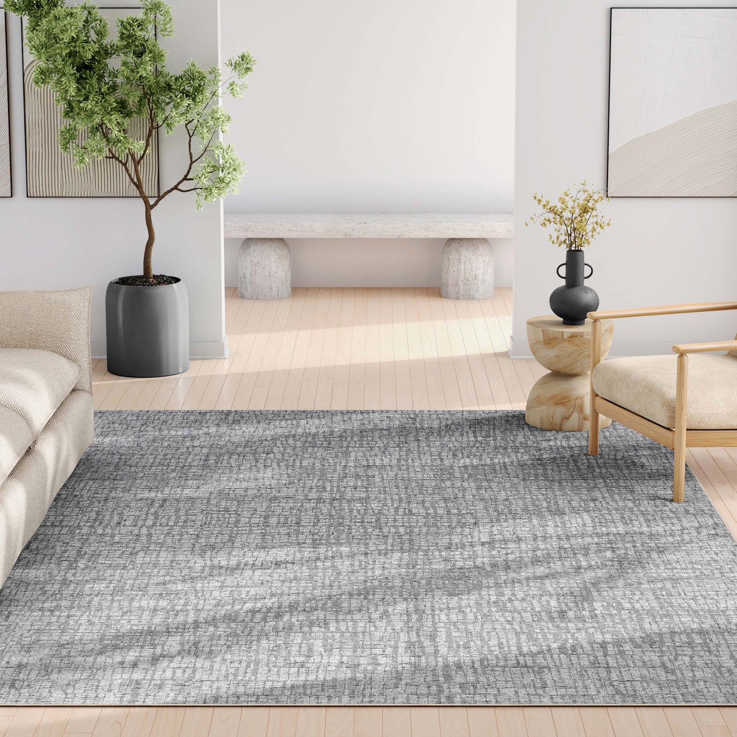 Abstract Nightscape Gray Rug W-AB-39E