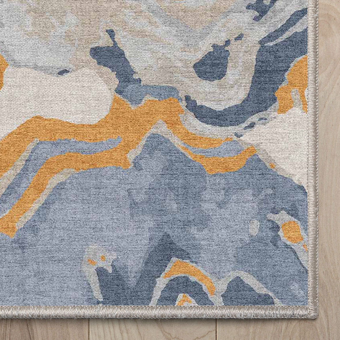 Abstract Harmony Blue Gold Rug W-AB-40A