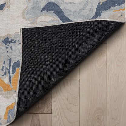 Abstract Harmony Blue Gold Rug W-AB-40A