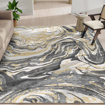 Abstract Harmony Gold Brown Rug W-AB-41A