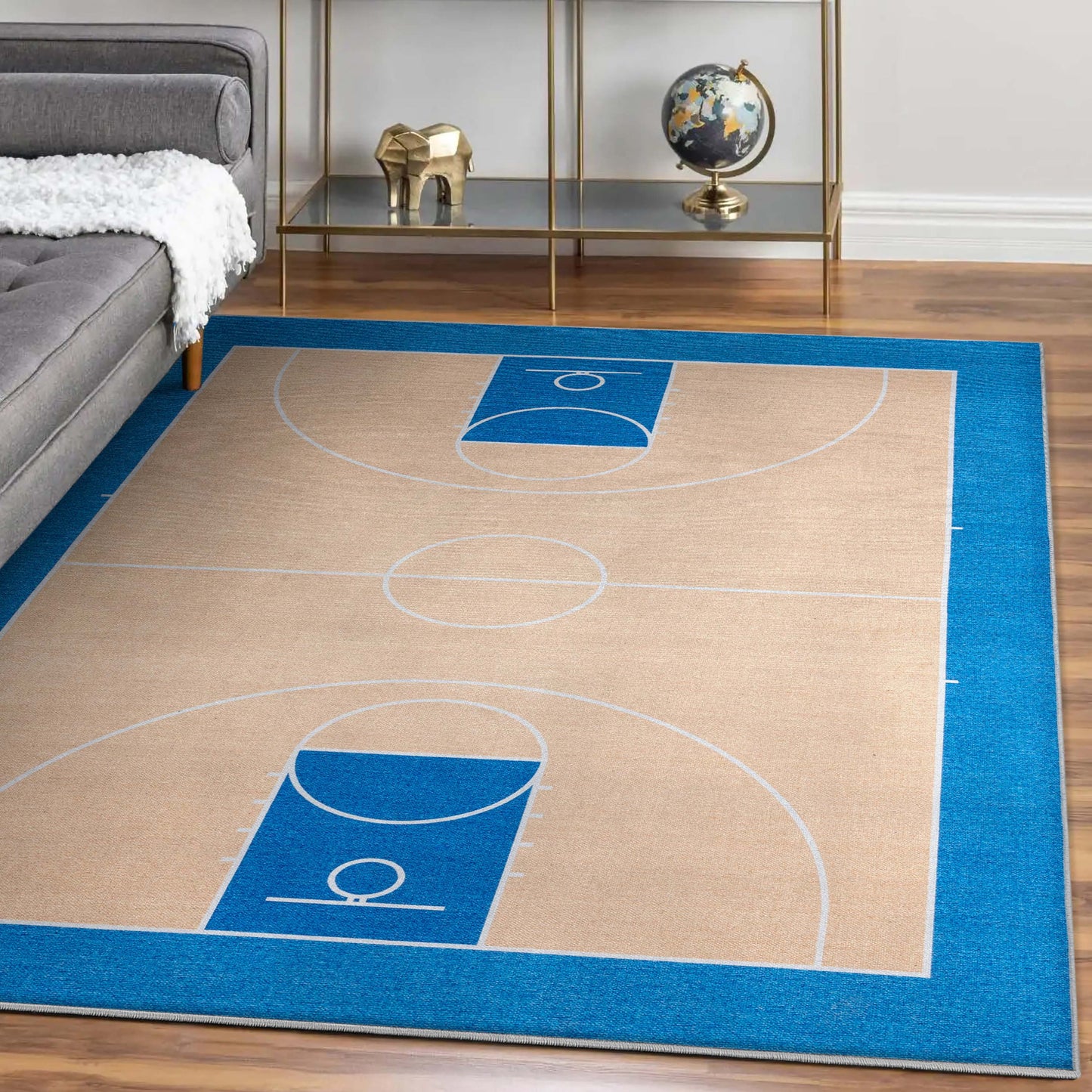 Apollo Basketball Tan Blue Rug W-AP-16A