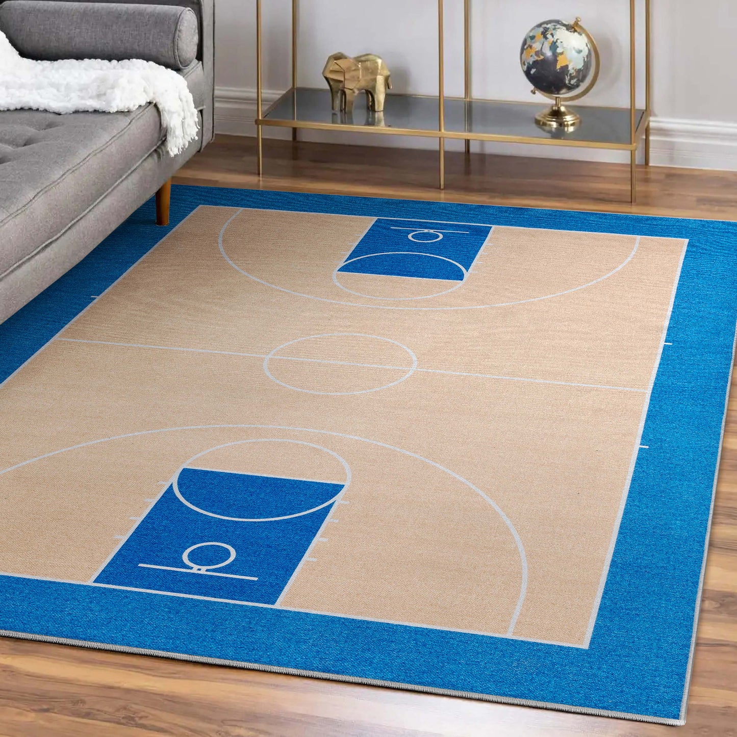 Apollo Basketball Tan Blue Rug W-AP-16A